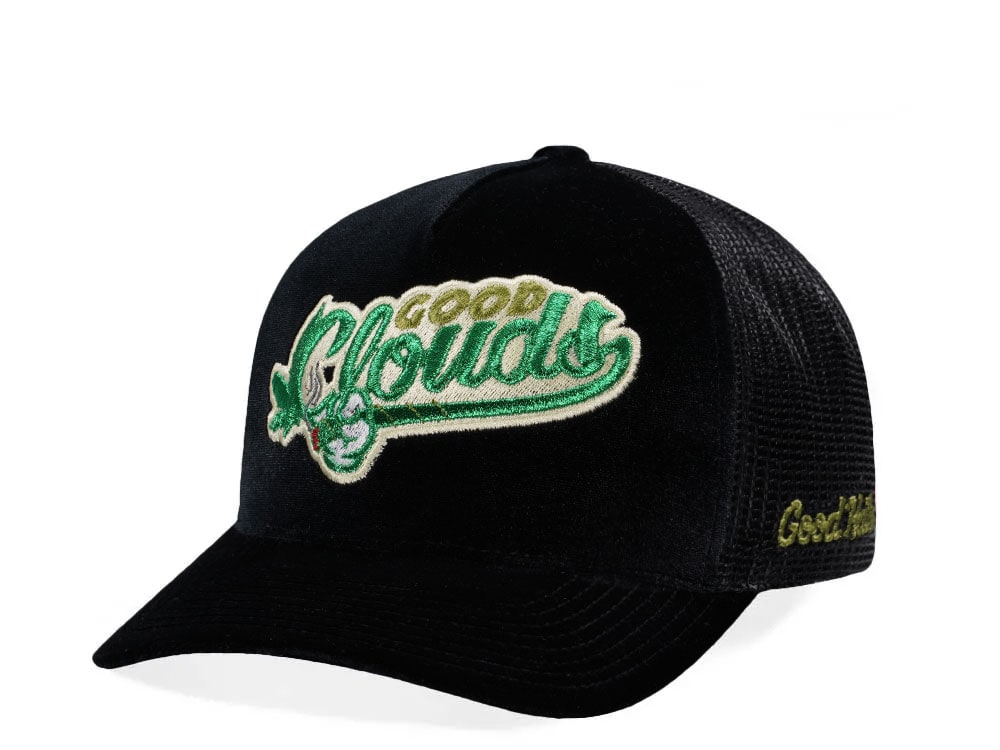 Good Hats Good Clouds Velour Black Trucker Edition Snapback Cap