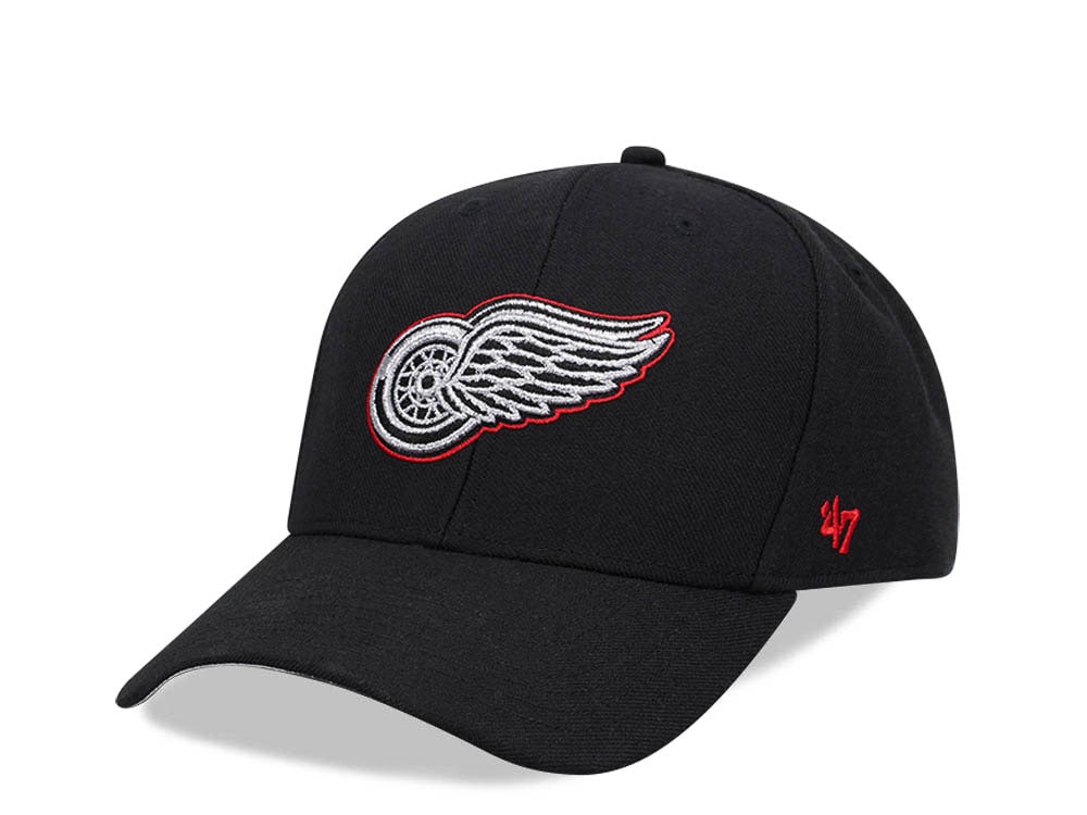 47Brand Detoit Red Wings Black Metallic MVP Snapback Cap