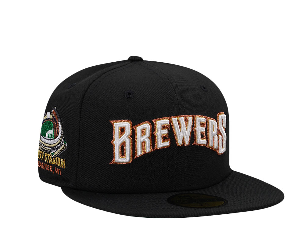 New Era Milwaukee Brewers County Stadium Black Throwback Edition 59Fifty Fitted Cap