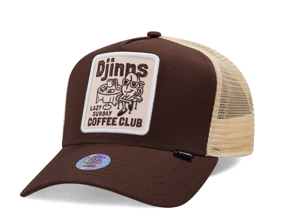 Djinns Lazy Sunday Coffee Club Brown Trucker Snapback Cap