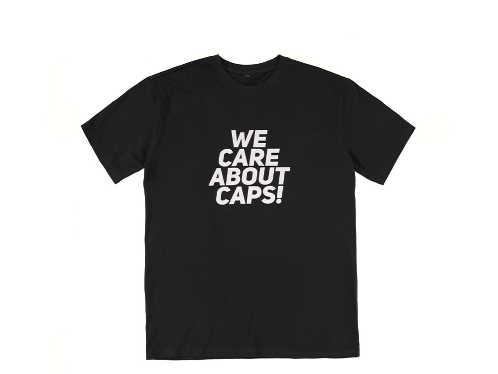 Family T-Shirt We Care About Caps Black Oversize Edition