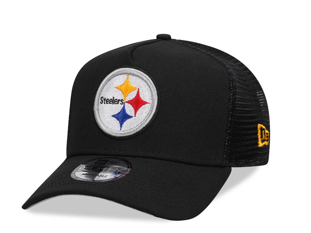 New Era Pittsburgh Steelers Black 9Forty A Frame Trucker Snapback Cap