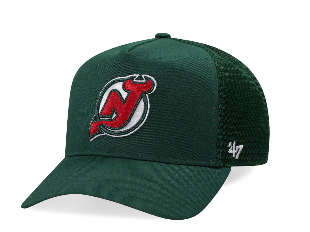 47Brand New Jersey Devils Dark Green Hitch Trucker Snapback Cap