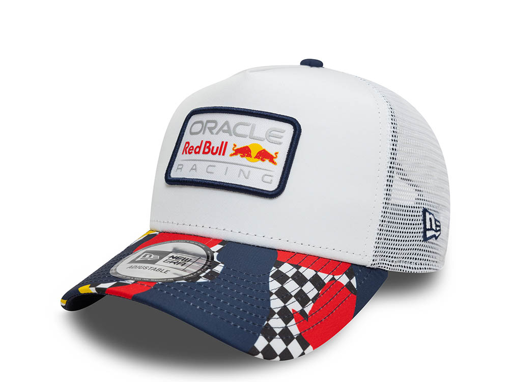 New Era Red Bull F1 White Abstract Racing 9Forty A Frame Trucker Snapback Cap