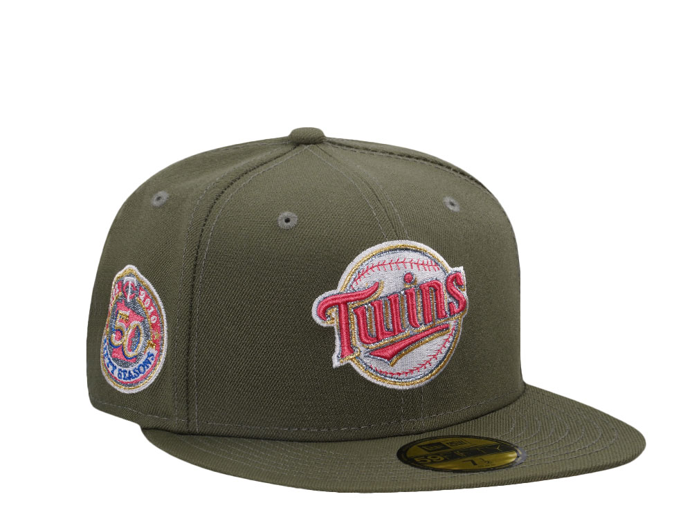 New Era Minnesota Twins 50 Seasons Olive Metallic Edition 59Fifty Fitted Cap