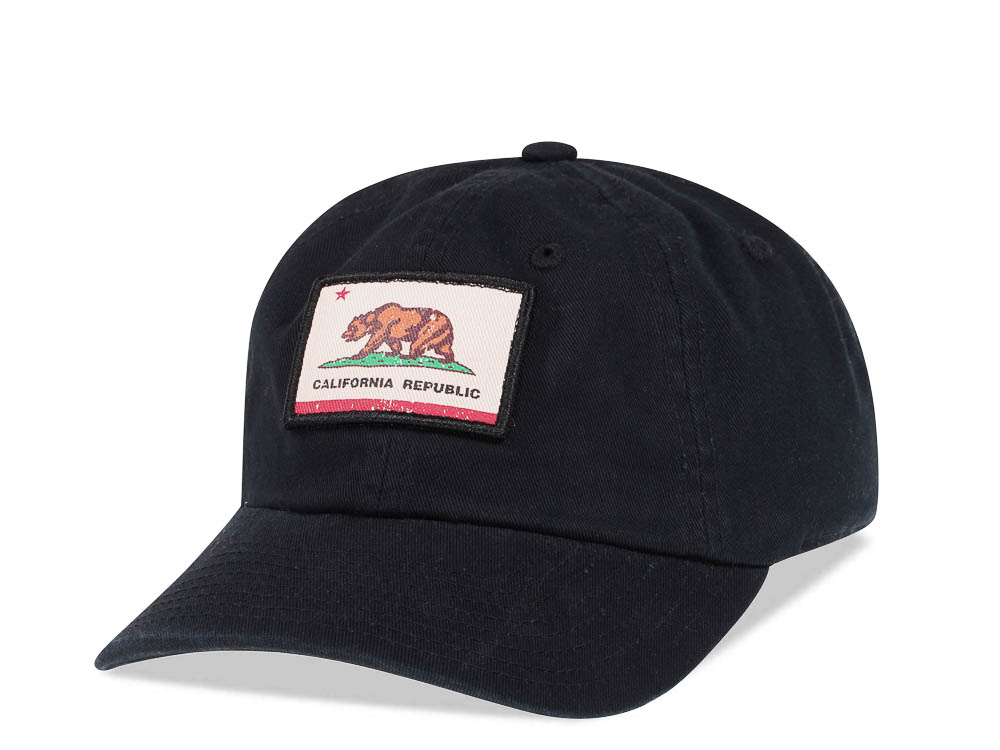 American Needle California Republic Black Vintage Casual Strapback Cap