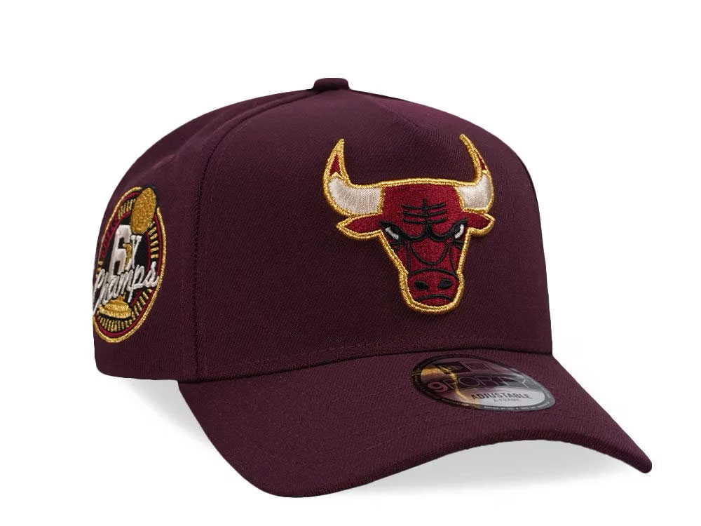 New Era Chicago Bulls 6x Champs Maroon Prime Edition 9Forty A Frame Snapback Cap