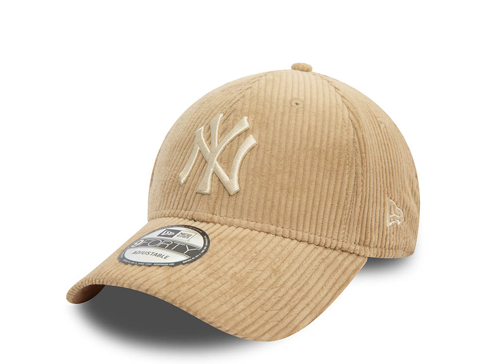 New Era New York Yankees Beige Cord 9Forty Strapback Cap