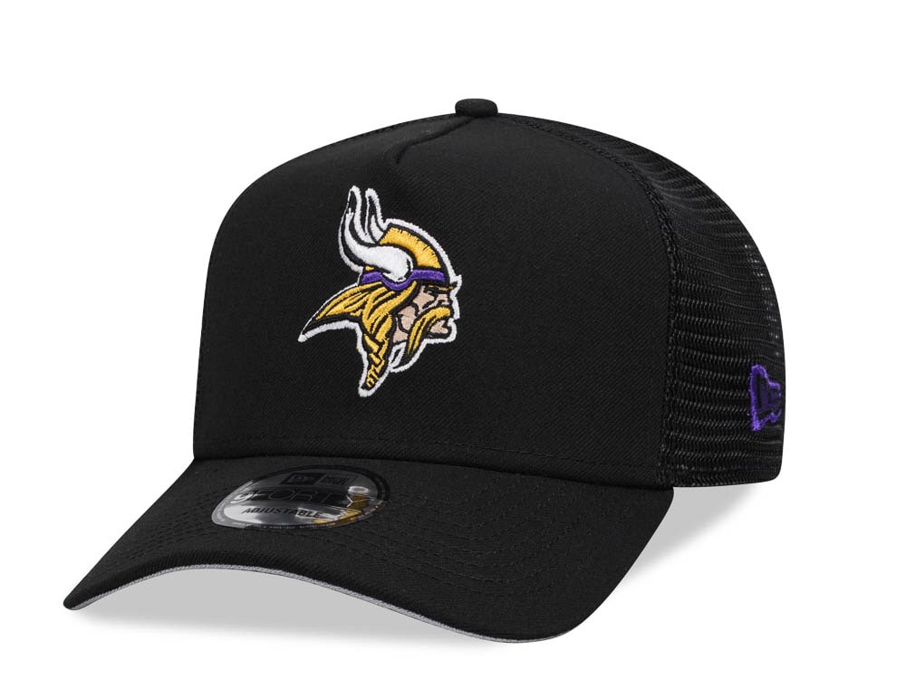 New Era Minnesota Vikings Black 9Forty A Frame Trucker Snapback Cap