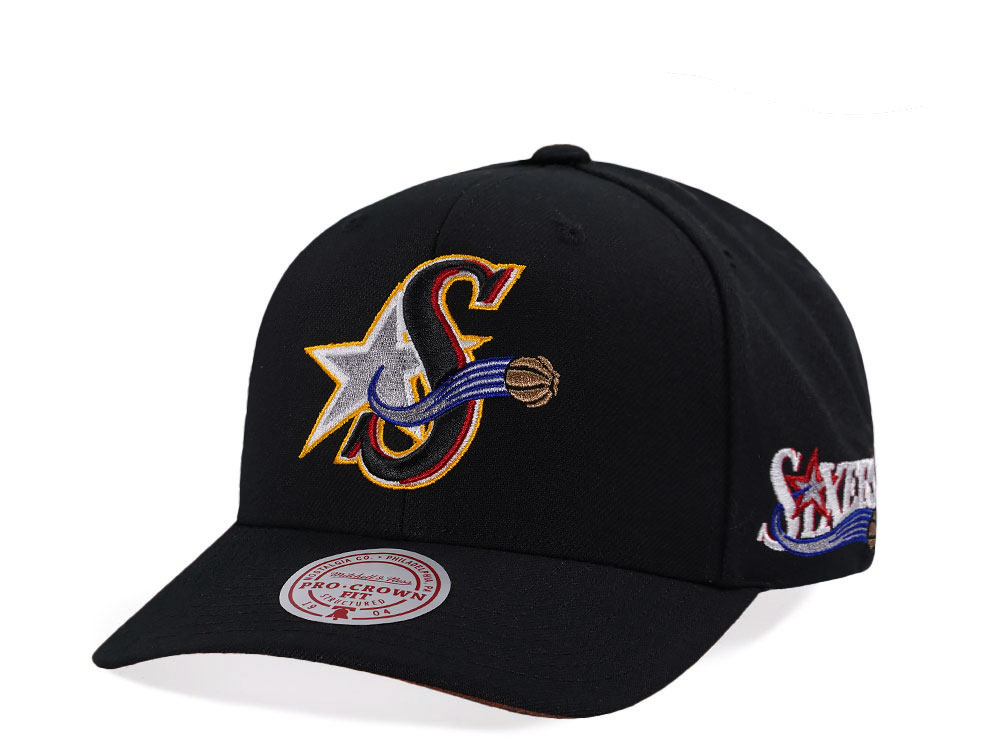 Mitchell & Ness Philadelphia 76ers Hardwood Classic Pro Crown Fit Black Snapback Cap