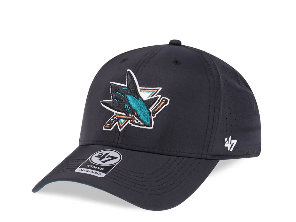 47Brand San Jose Sharks Black Back Line Nylon Strapback Cap