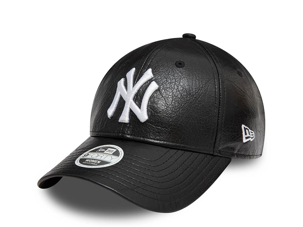 New Era New York Yankees Leather Black Womens 9Forty Strapback Cap