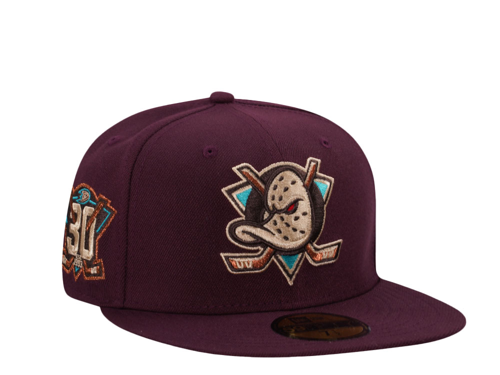 New Era Anaheim Ducks 30th Anniversary Maroon Prime Edition 59Fifty Fitted Cap