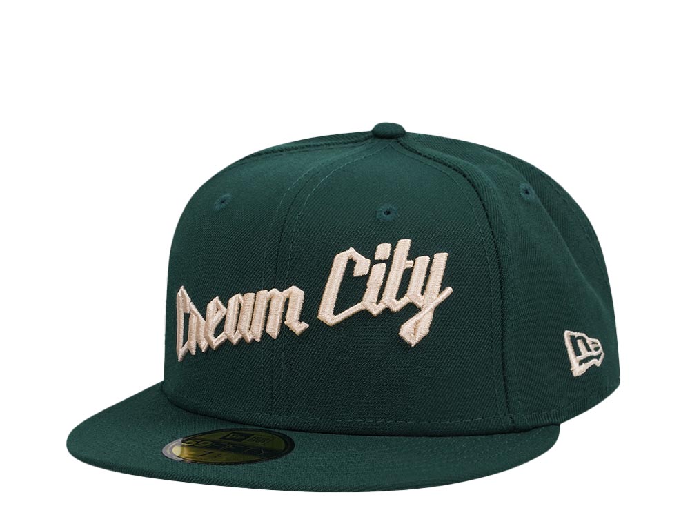 New Era Milwaukee Bucks Dark Green Classic Script Edition 59Fifty Fitted Cap