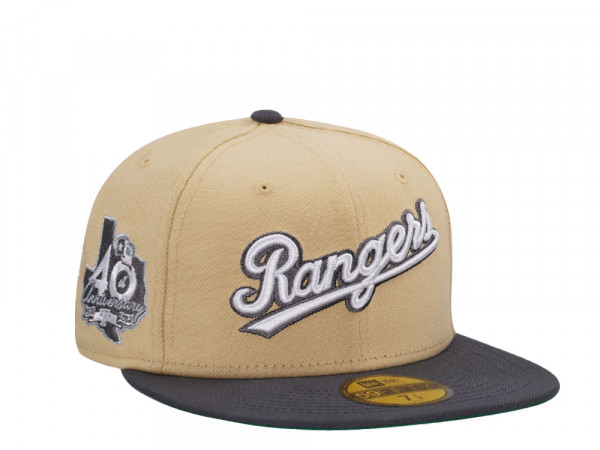 New Era Texas Rangers 40th Anniversary Vegas Gold Graphite Two Tone Edition 59Fifty Fitted Cap