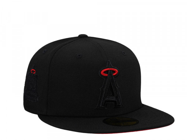 New Era Anaheim Angels 50th Anniversary Blackout Red Edition 59Fifty Fitted Cap