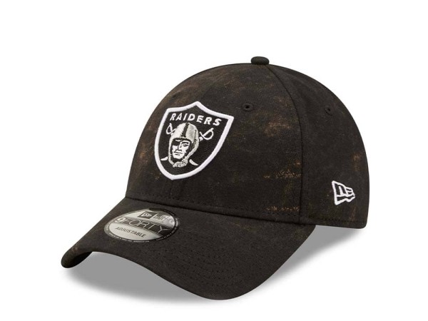 New Era Las Vegas Raiders Washed Pack Black Adjustable 9Forty Strapback Cap