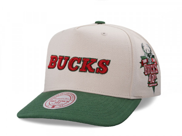 Mitchell & Ness Milwaukee Bucks 40th Anniversary Two Tone Pro Pinch A Frame Snapback Cap