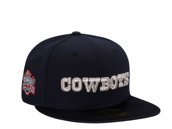 New Era Dallas Cowboys Super Bowl XXVII Navy Satin Brim Edition 59Fifty Fitted Cap