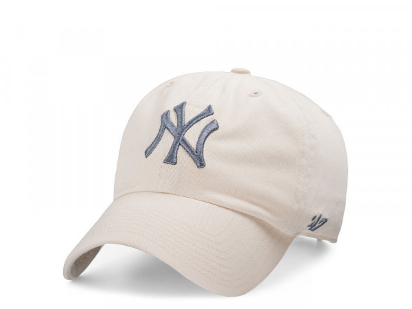 47Brand New York Yankees Natural Grey Logo Clean up Strapback Cap